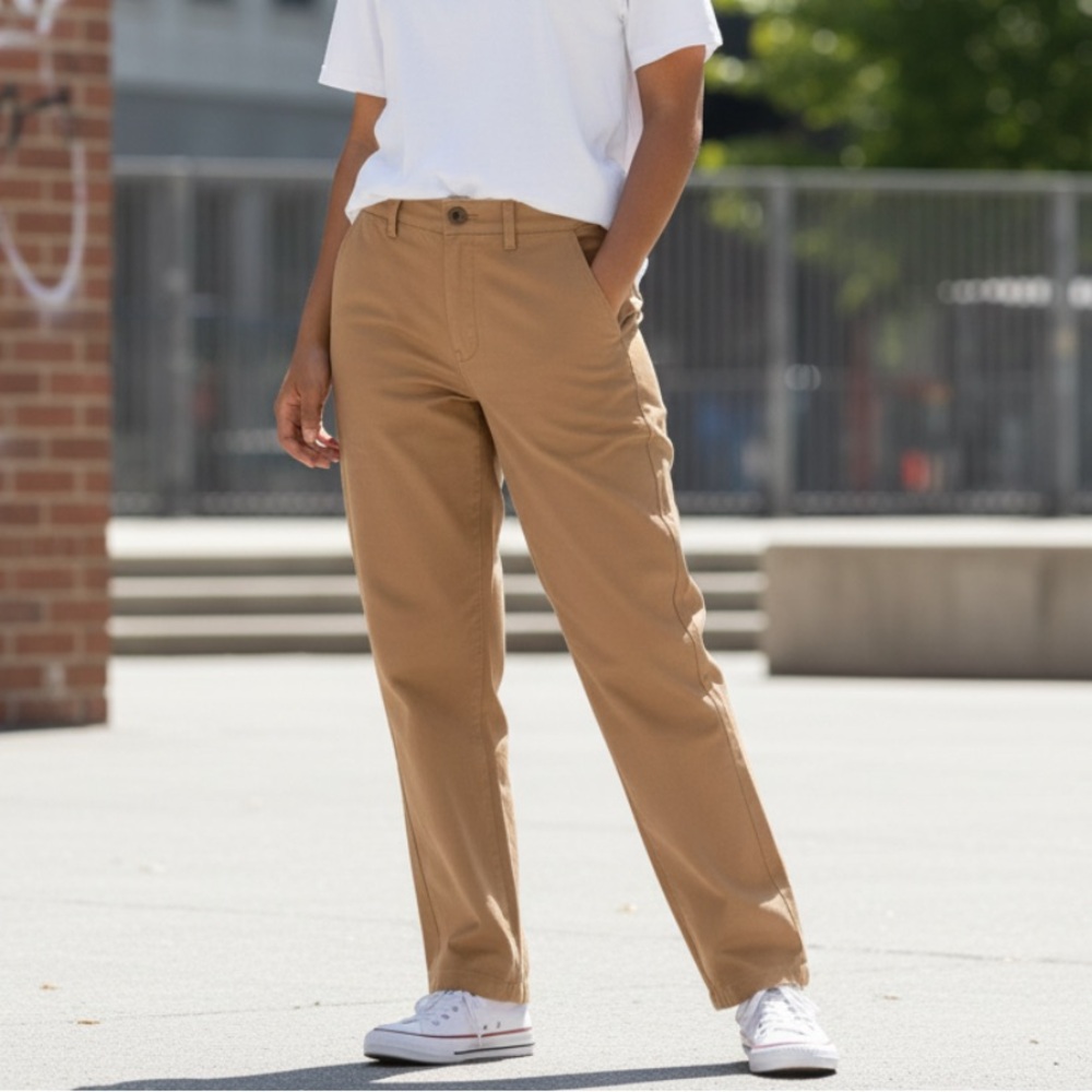 MADHAPPY Unisex Straight Chinos in Carmel size 32